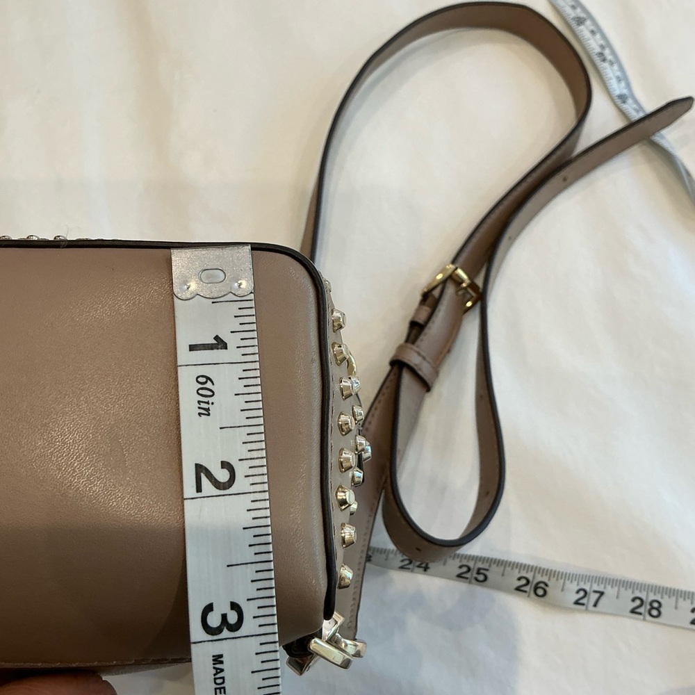 Michael Kors Rhea Studded Leather Mini Backpack in Taupe - Picture 15 of 16